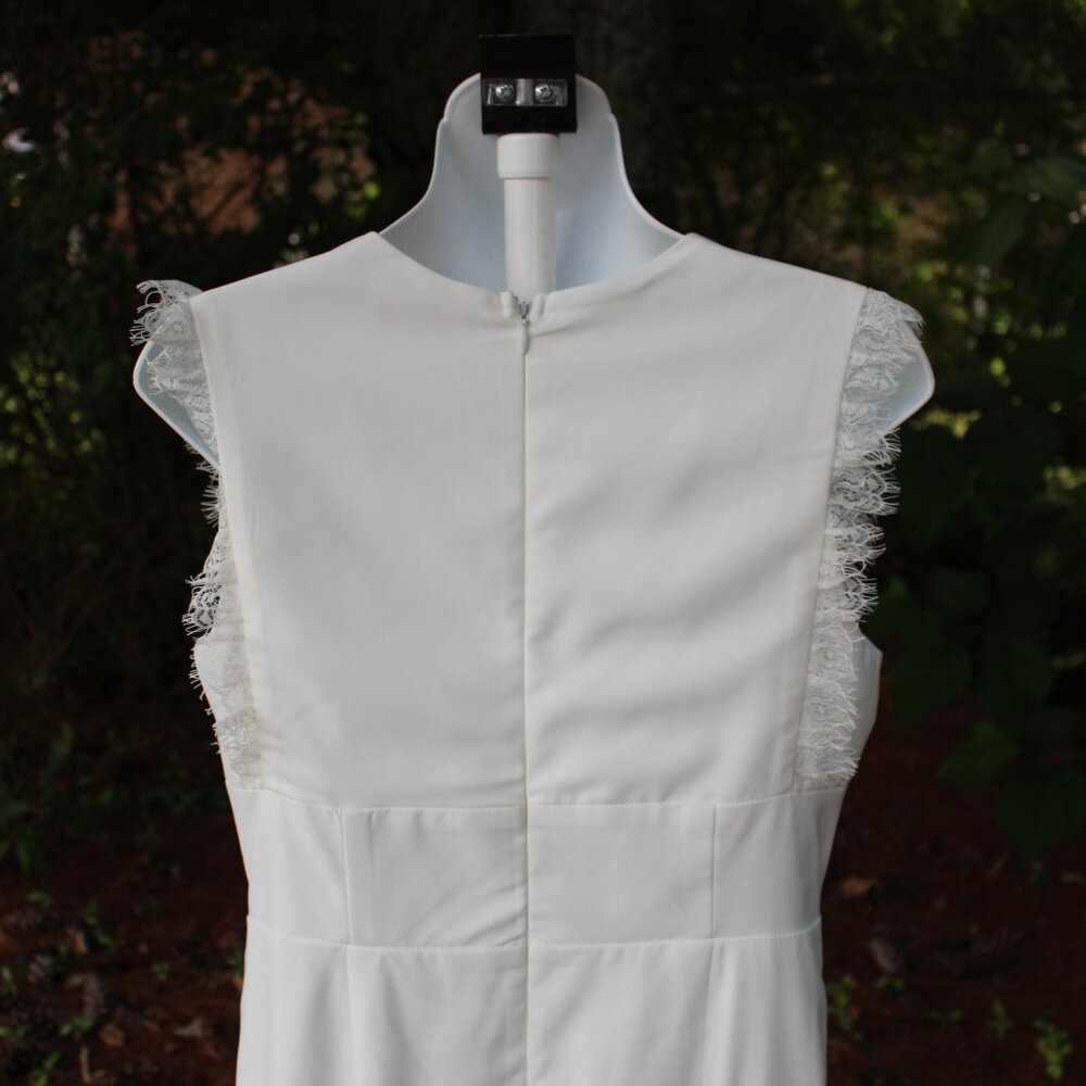 Francesca's Mi Ami Women's White Sleeveless Lace Bodice Jumpsuit Romper Medium - Picture 11 of 15